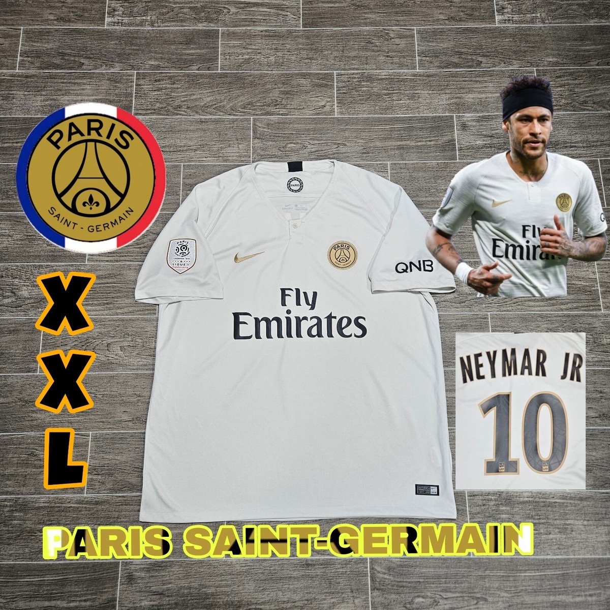 Nike PSG Neymar Jr #10 2018/2019 away SOCCER JERSEY Rare XXL PARIS
