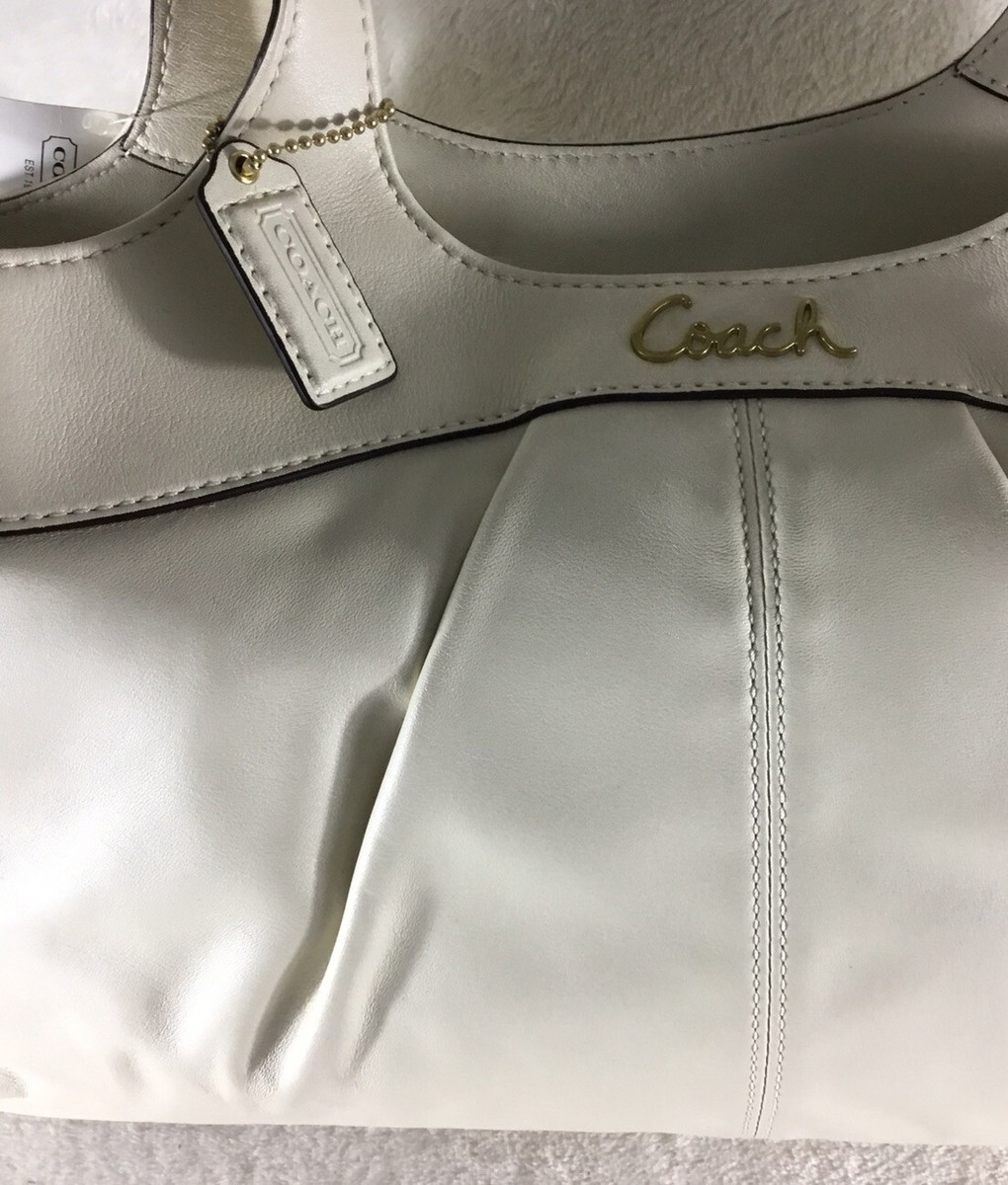 Coach Lexi White Cowhide Leather Satin Interior Satchel No. A1220