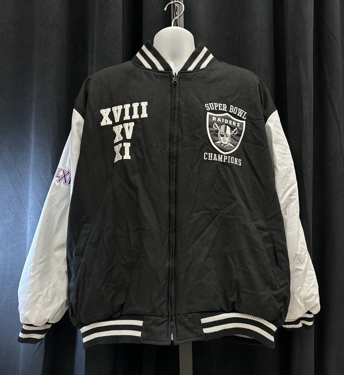 Reversible Oakland Raiders Embroidered Jacket Super Bowl Champions