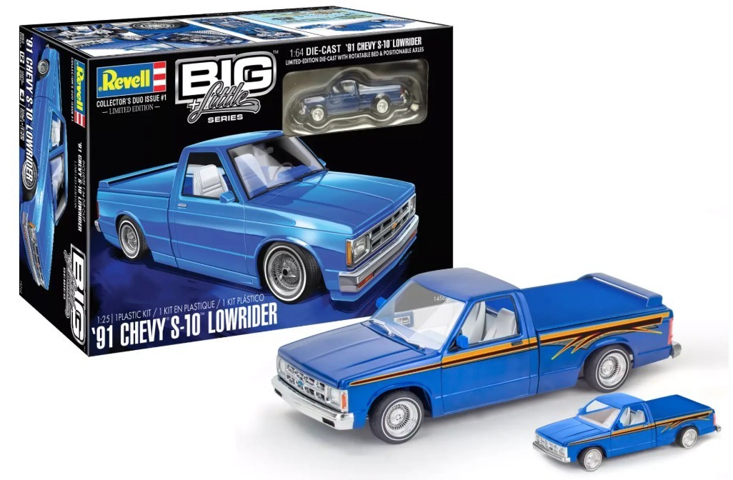 Revell 1991 Chevy S-10 Lowrider Pickup and 1:64 diecast 1:25 scale