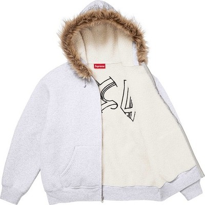 Supreme Faux Fur Zip Up Hooded Sweatshirt Ash Grey | eBay