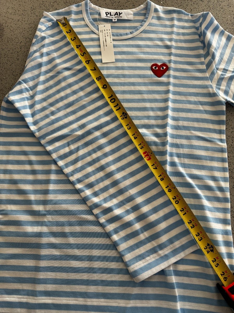 NWT CDG Comme Des Garcons Play Stripe Long-Sleeve T-Shirt Blue