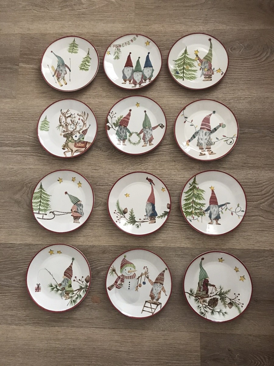 Pottery barn Forest Gnome 12 Days of Christmas Stoneware Appetizer