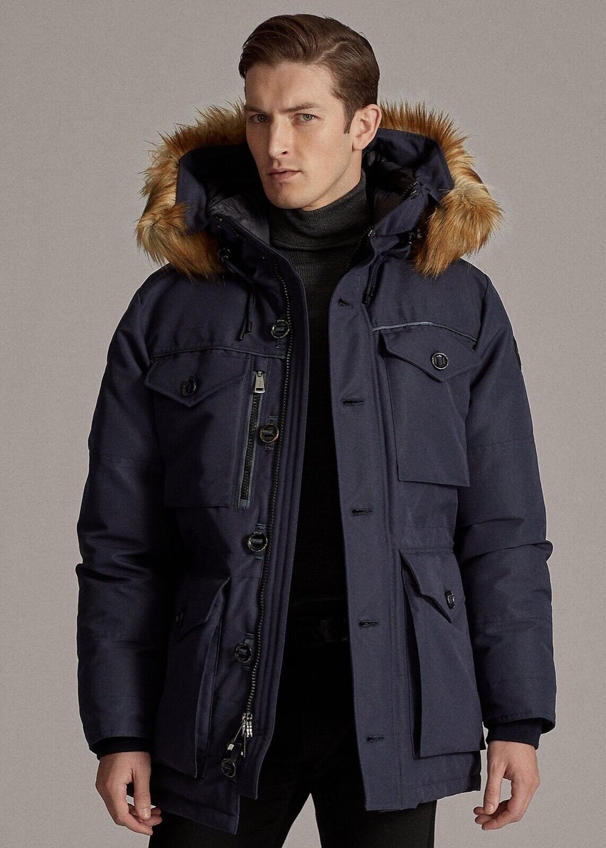 Ralph Lauren RLX Faux Fur Hooded Trim Water-Repellent Down Parka