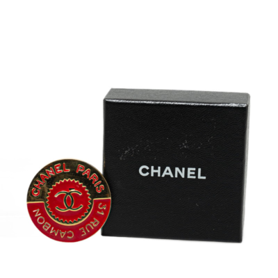 Chanel Coco Mark 31 RUE CAMBON Brooch Gold Red Bicolor Plated