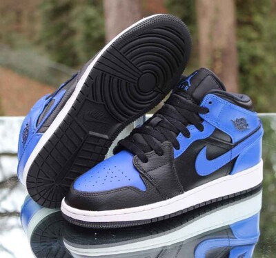 Air Jordan 1 Mid Hyper Royal Size 5.5Y Black White Custom 554725