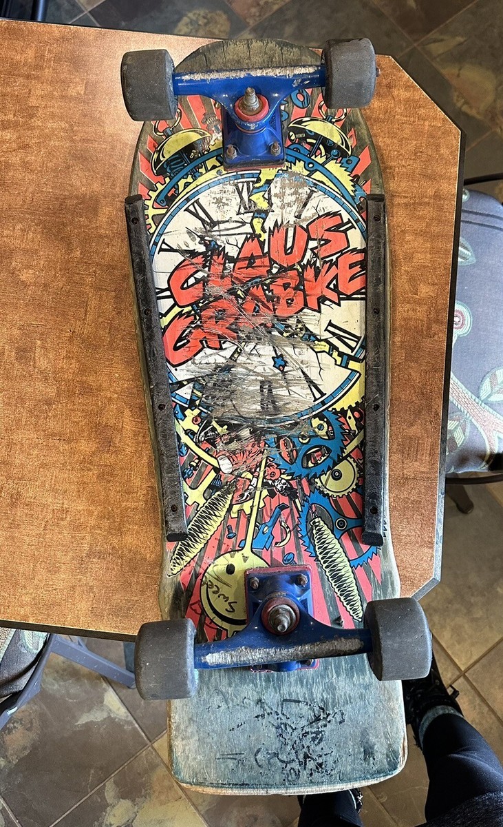 VINTAGE 1987 SANTA CRUZ CLAUS GRABKE EXPLODING CLOCK SKATEBOARD