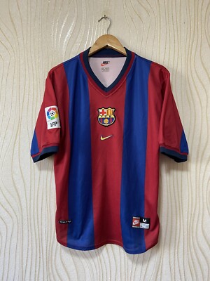 BARCELONA 1998 1999 HOME FOOTBALL SHIRT SOCCER JERSEY NIKE sz M