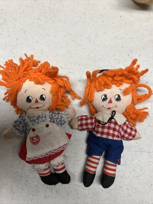 Vintage Small Raggedy Ann and Andy dolls, Knickerbocker Toy Co