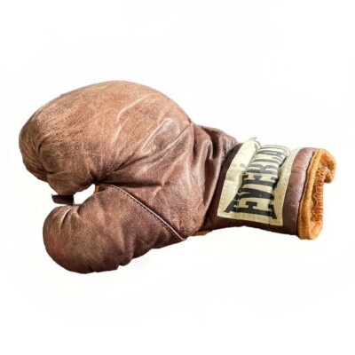 Single Vintage 1950's Everlast Brown Leather Boxing Gloves No