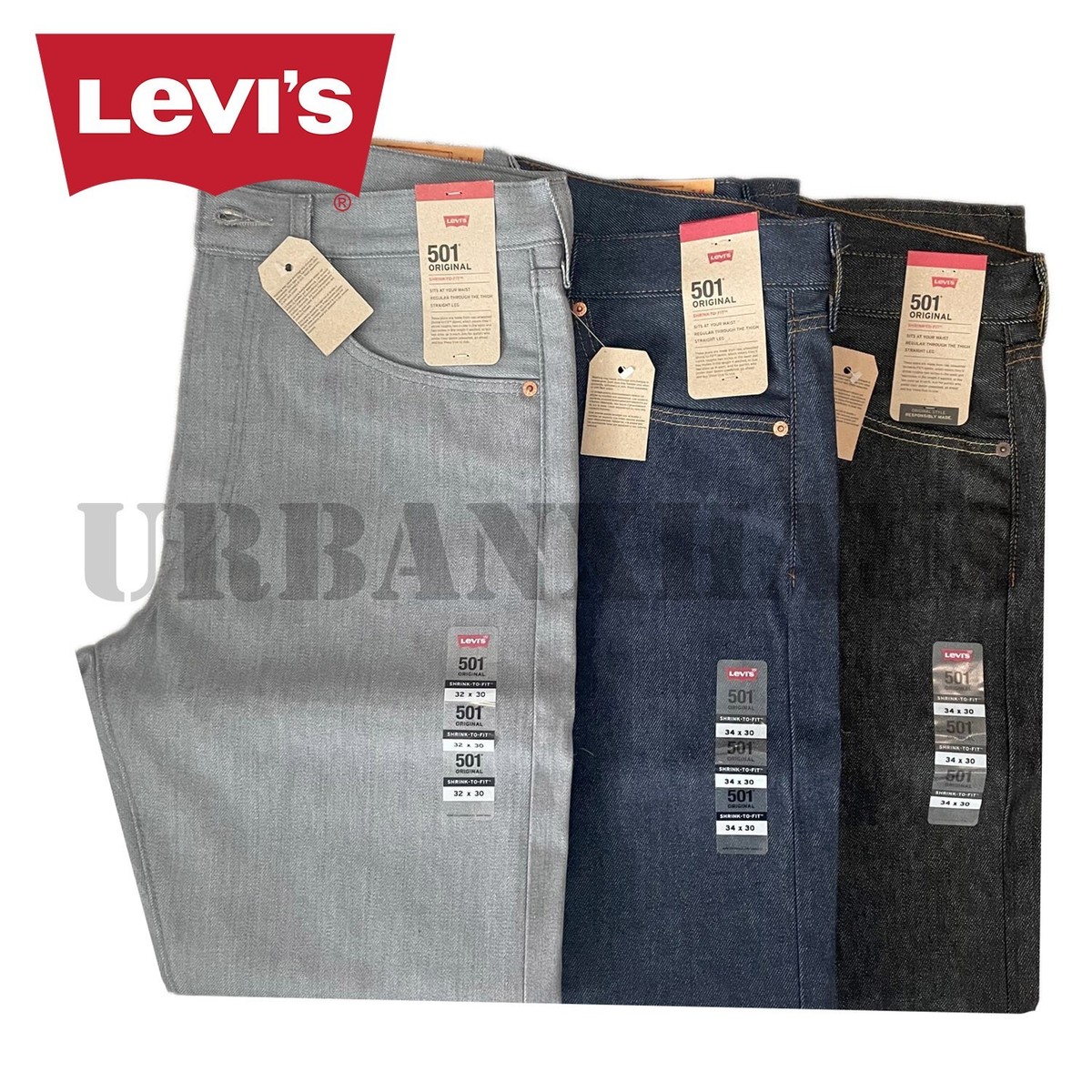 Levi's 501 Original Shrink-To-Fit Men's Straight Leg Denim Jeans