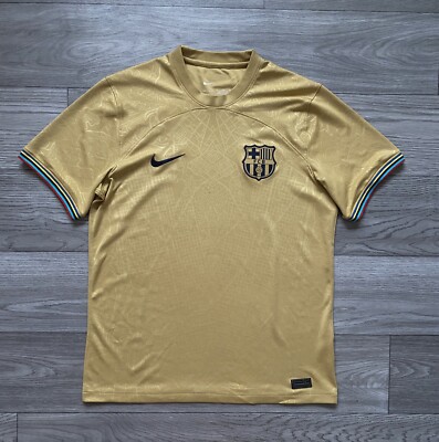 NIKE FC BARCELONA 2022-23 STADIUM AWAY SOCCER JERSEY YELLOW DJ7675