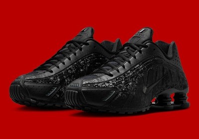 Women's Nike Shox R4 Triple Black Floral Dark Smoke Grey HV0934