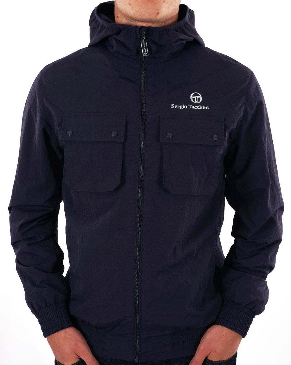 Sergio Tacchini Men's Demonte Terrace Pocket Jacket Navy - Hooded