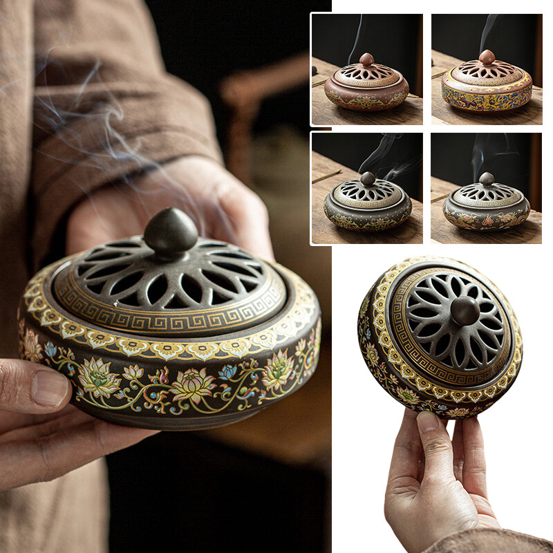 Chinese Incense Burner Ceramic Incense Bowl Indoor Buddhist Home