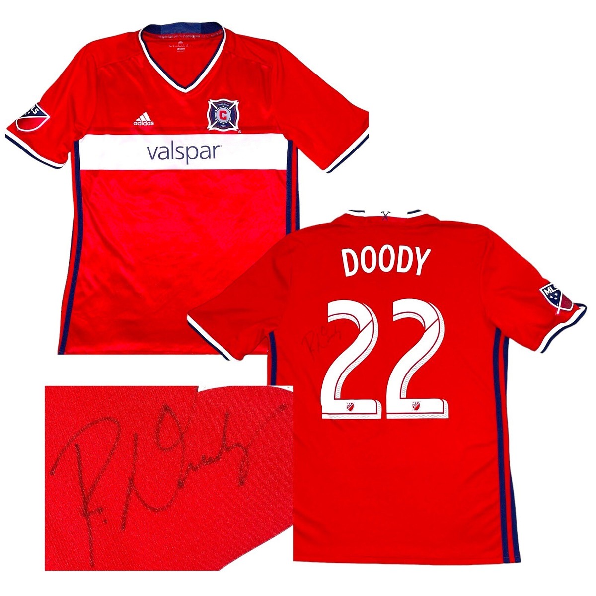 Chicago Fire Signed Jersey Adidas Clima Cool #22 Patrick Doody