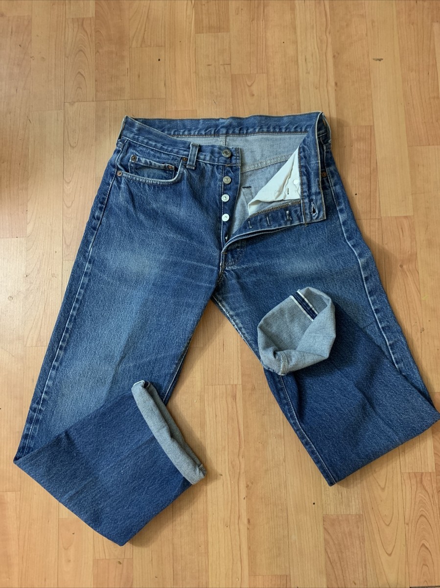 Vintage Levis 501 Redline 80s Selvedge Button #524 USA sz w 14” L
