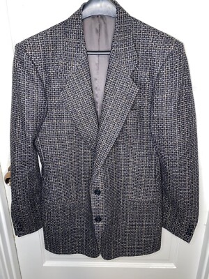 Vintage Mani by Giorgio Armani Italy 100% Wool Blazer L Black Gray