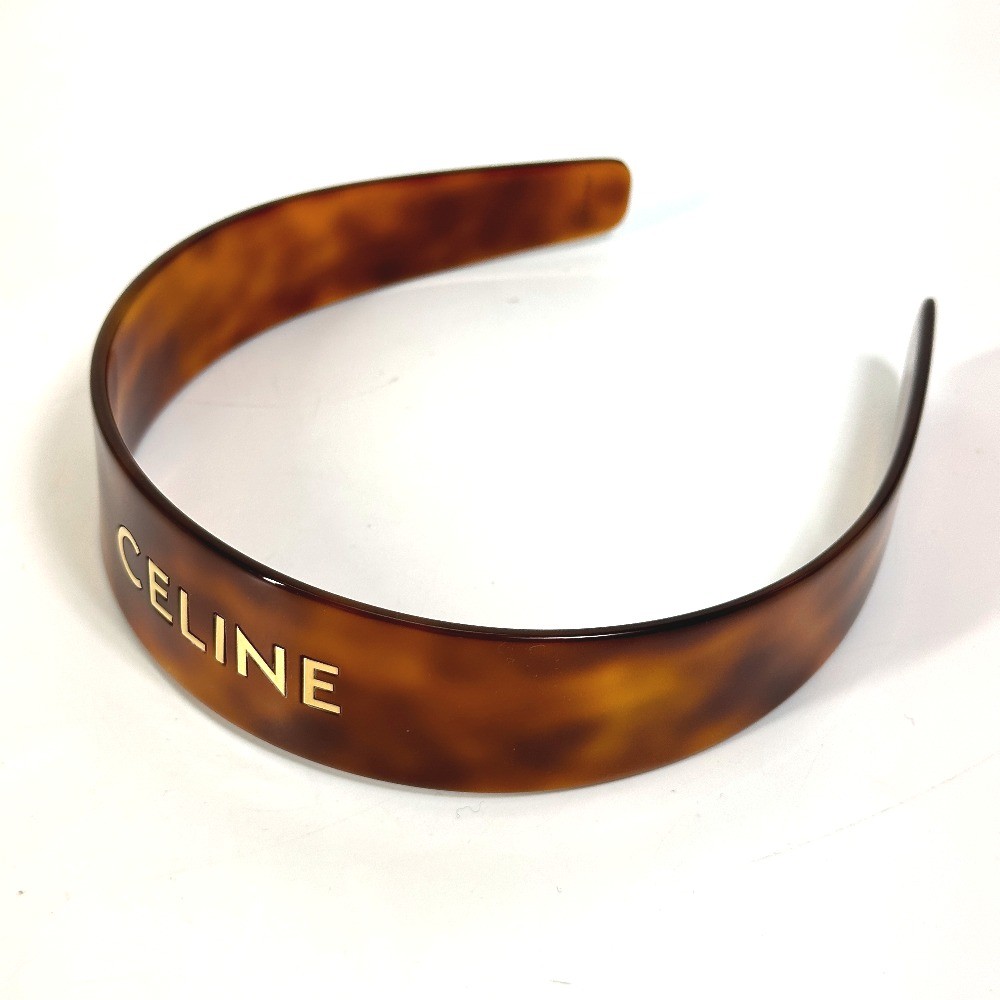 CELINE 46Y376CEA Logo headband Hair band head band acetate Brown