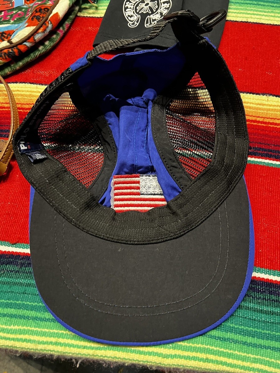 VINTAGE Ralph Lauren Polo Sport Mesh Nylon Blue Cap Hat POLO SPORT