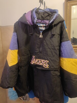 Vintage 80's 90's NBA LA Lakers Starter Jacket Pull Over Black
