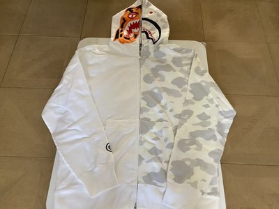 Authentic a bathing ape bape city camo tiger shark full zip hoodie