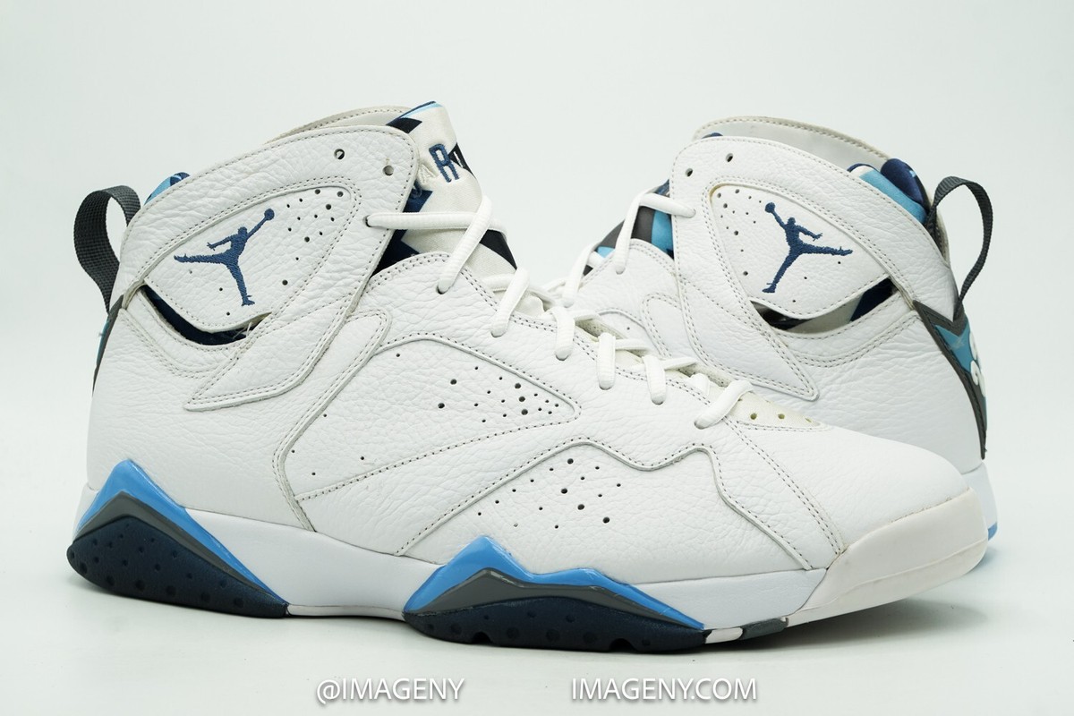 AIR JORDAN 7 VII RETRO USED SIZE 14 WHITE FRENCH BLUE FLINT GREY