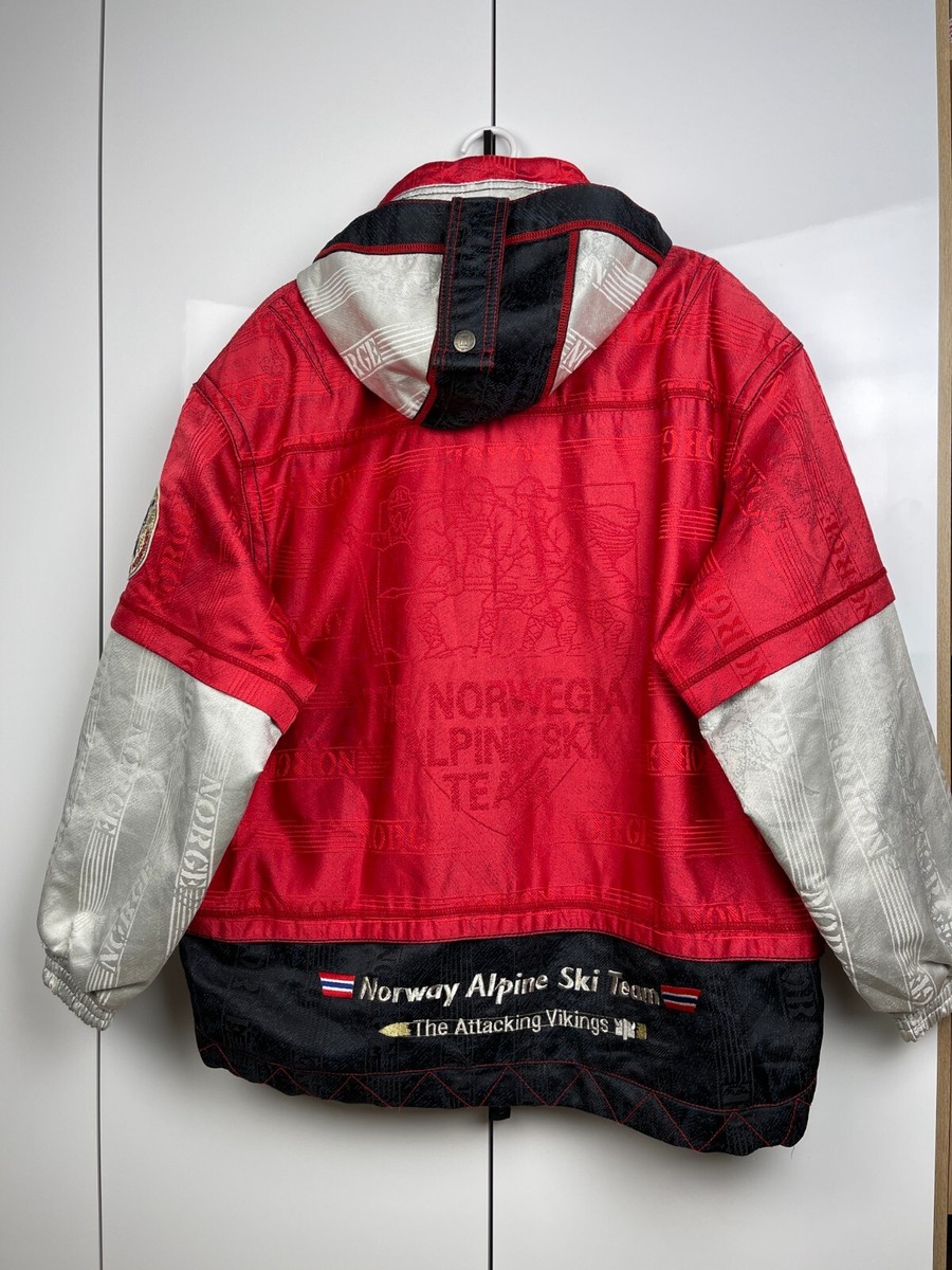 Vintage 90's Norway Alpine Ski Team Mens Red Jacket Phenix Snow