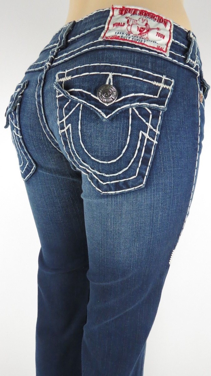 NWT True Religion Billy Super T Women Jeans, Dustie Skies,Size 25