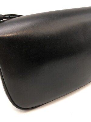 Authentic Old GUCCI One Shoulder handbag leather black vintage GG