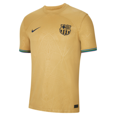 Men's Nike FC Barcelona 22/23 Away Replica Jersey Gold Size XL
