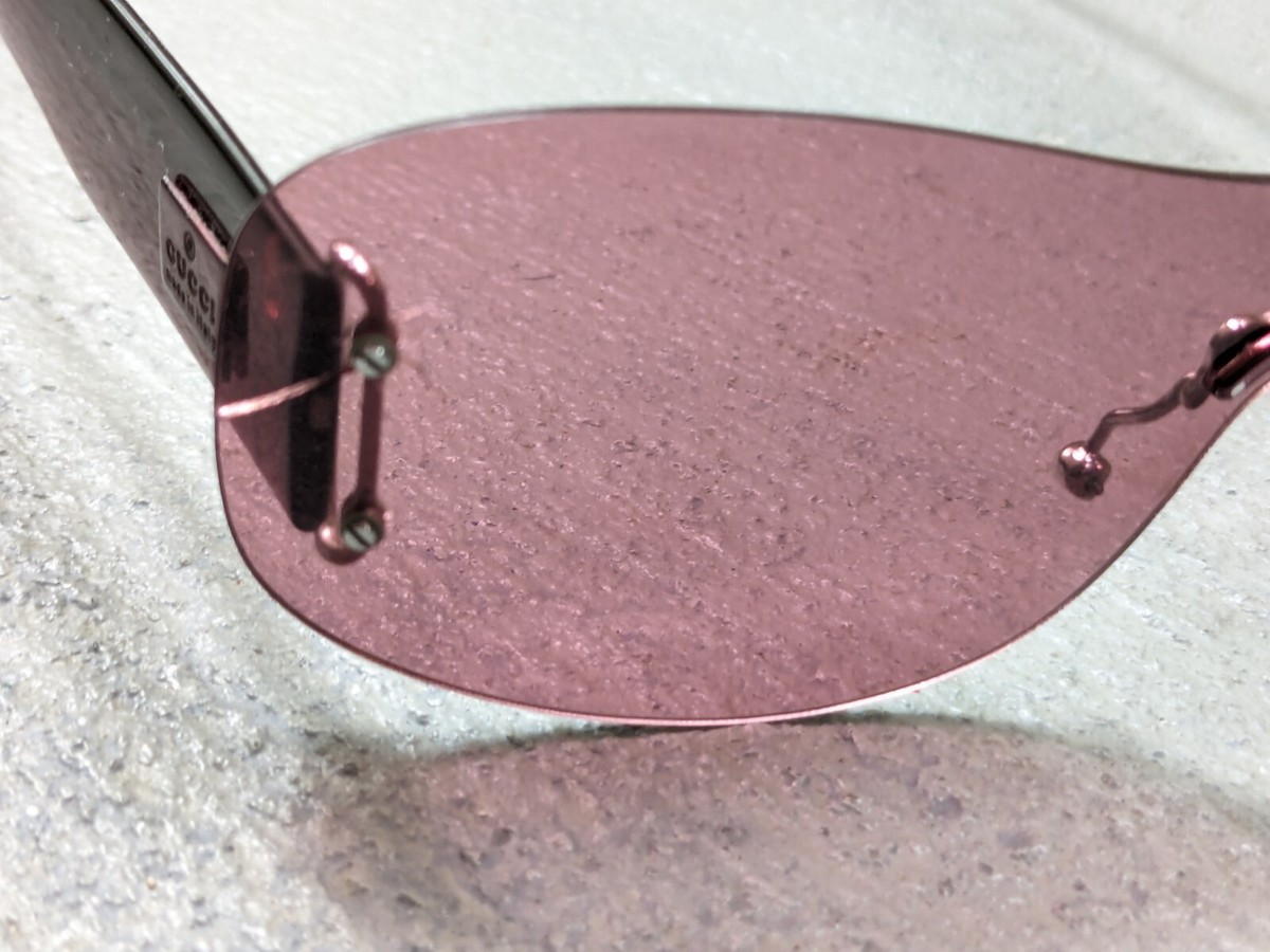 Gucci Sunglasses GG2448/N/S Pink Lenses Shield 69-15 145 Italy Y2K