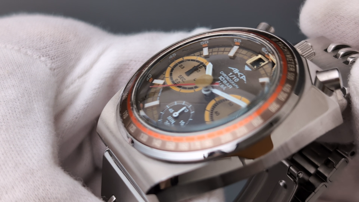 SEIKO ALBA AKA Bullhead V657-6060 Brown Dial Chronograph Quartz