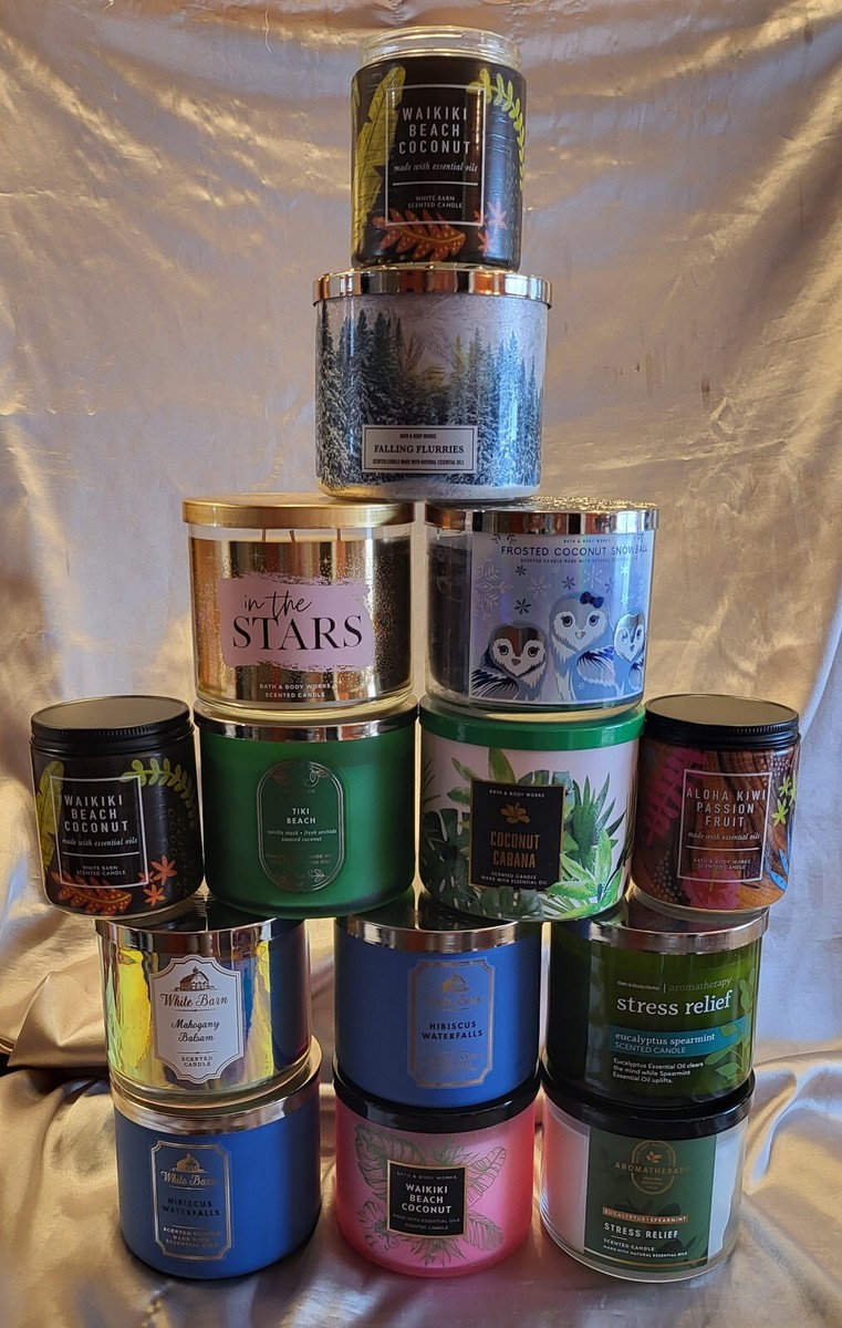 NEW BATH and BODY WORKS 3 WICK and SINGLE WICK SCENTED CANDLES