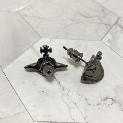 Vivienne Westwood Earrings Pierce Solid Orb Gunmetal 1.8cm w