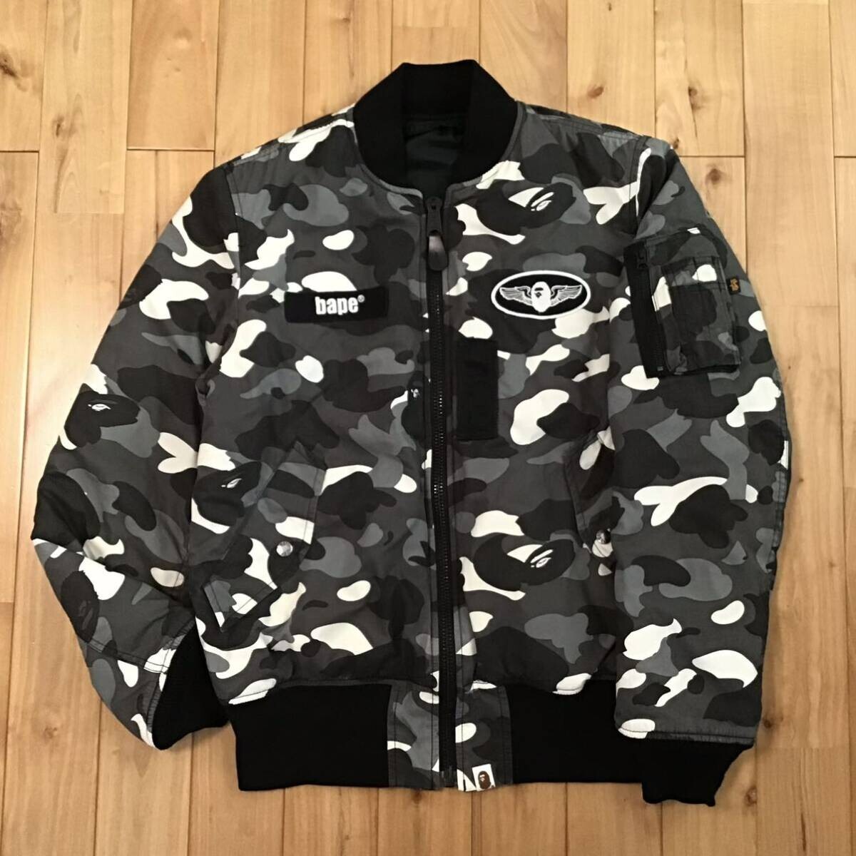 Reversible ALPHA INDUSTRIES × BAPE MA-1 Bomber Jacket A Bathing