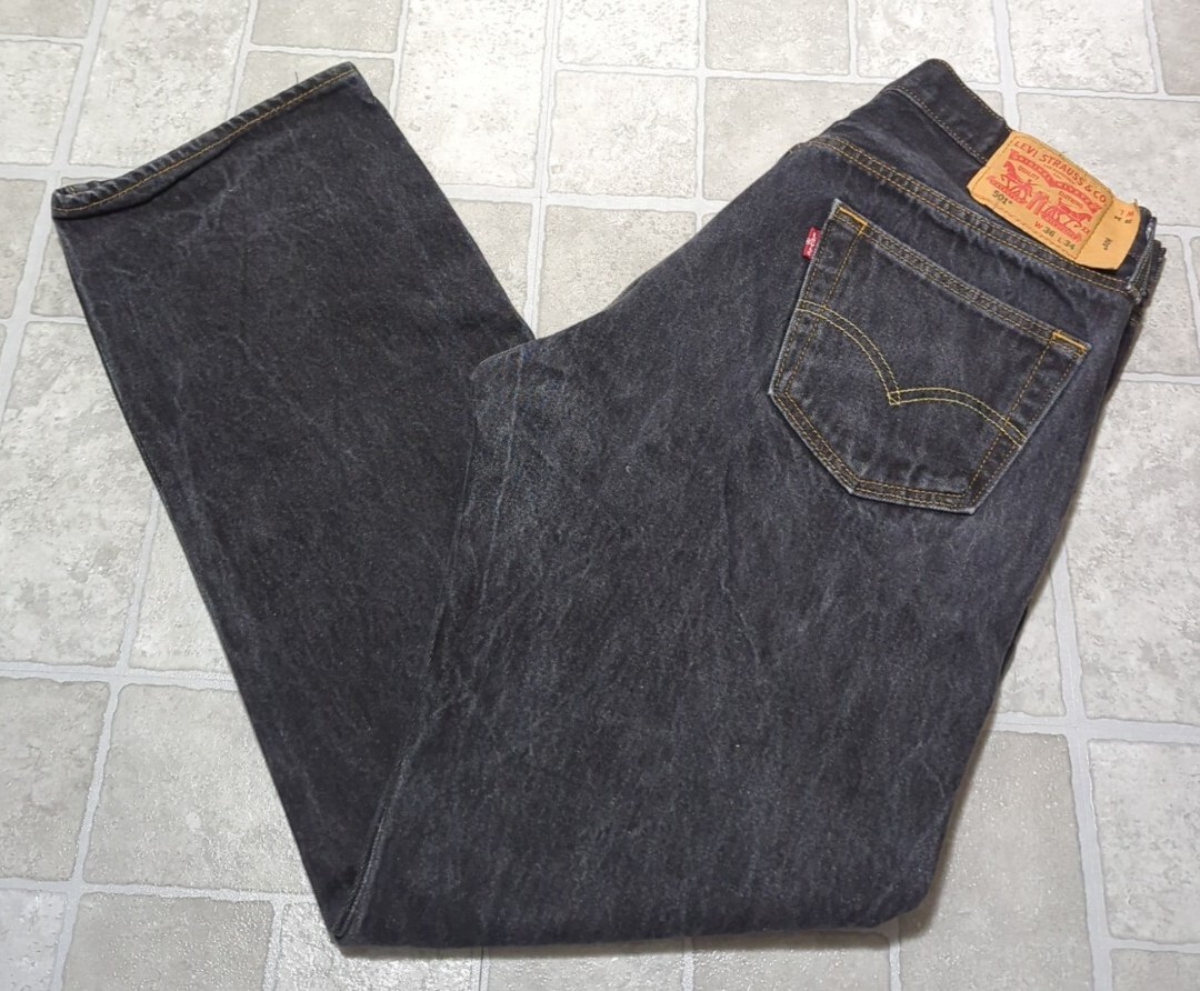Levis 501 Jeans 36x34 Black Original Fit Straight Leg Button Fly