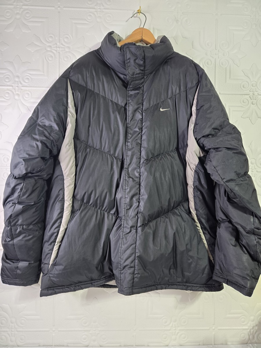 Vintage Nike Down Puffer Jacket, Y2K, Early 00s Grey Tag, Black