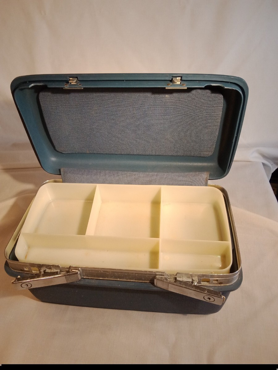 Vintage Samsonite Saturn Train Case Carry-On Makeup Luggage Blue