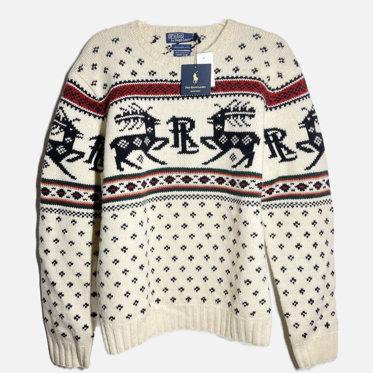 NWT Vtg 90s Polo Ralph Lauren Sweater Hand Knit 100% Lambs Wool