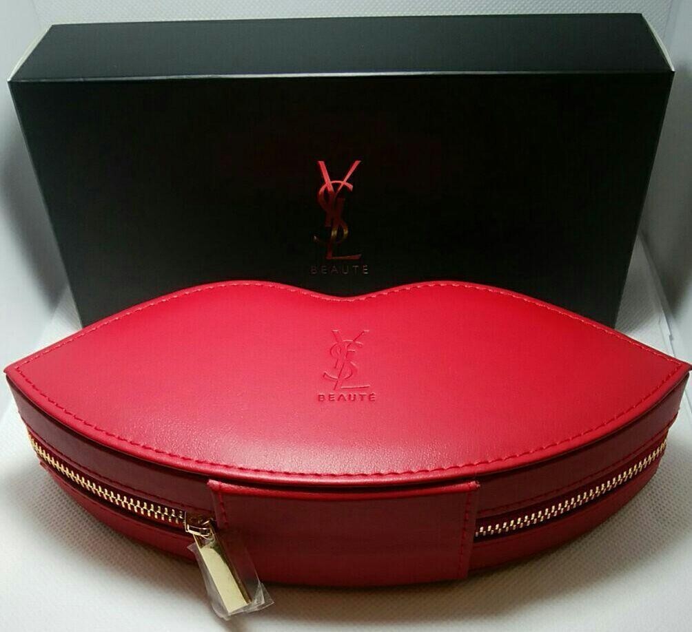 YSL Yves Saint Laurent Makeup Brush Red Lips Pouch Set Novelty