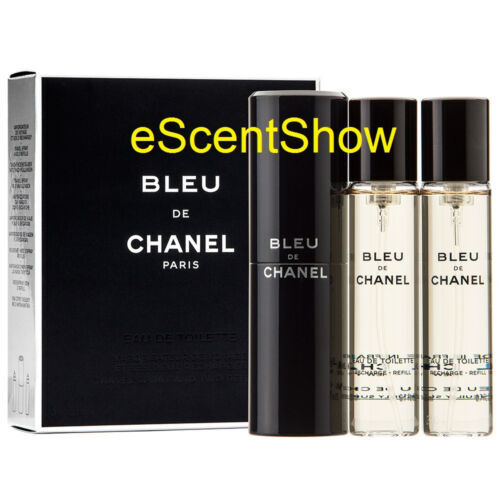 BLEU DE CHANEL CHANEL TRAVEL SPRAY SET 3 PIECES FOR MEN-NEW IN BOX