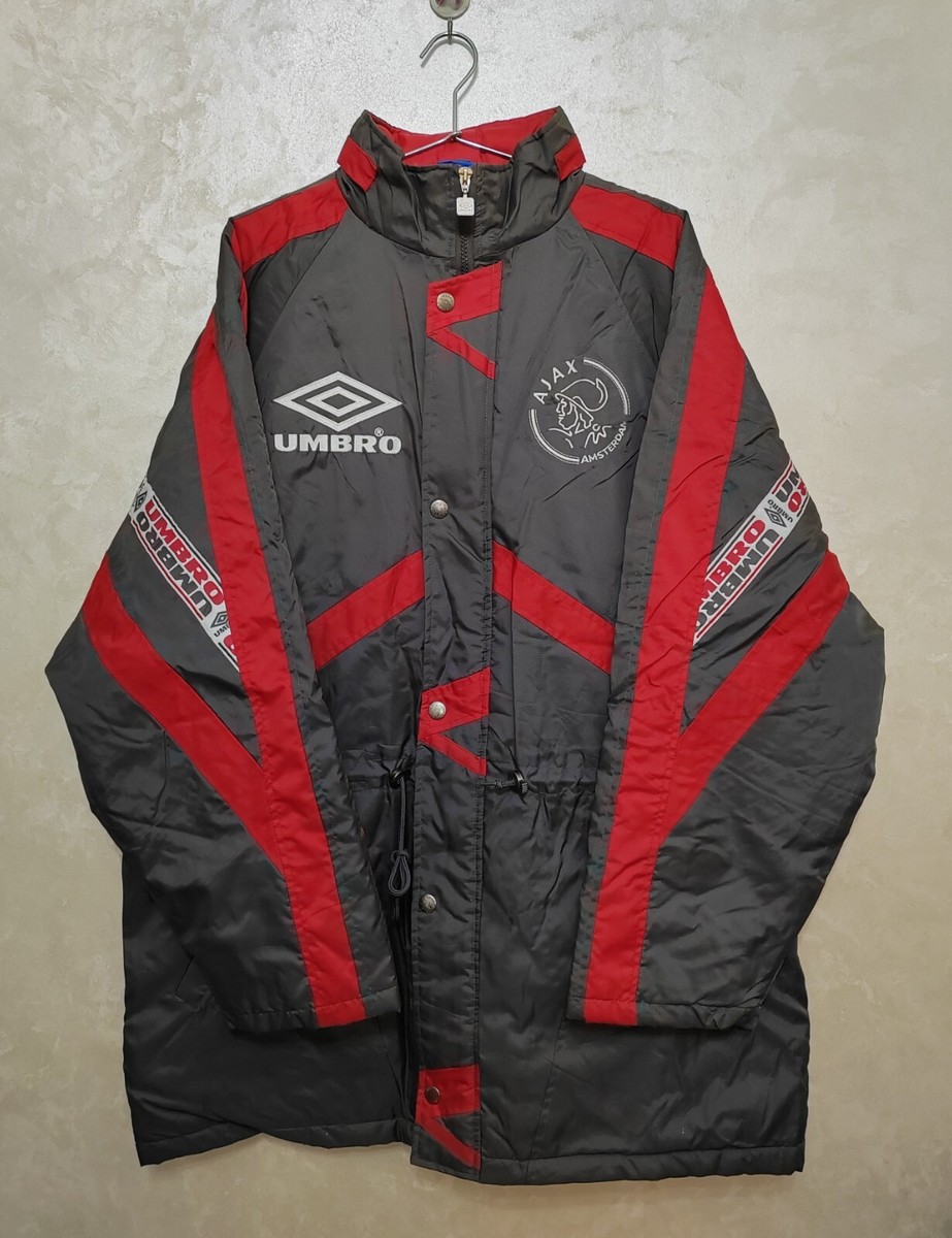 AJAX AMSTERDAM 1996-1997 BENCH COAT JACKET FOOTBALL UMBRO GRAY