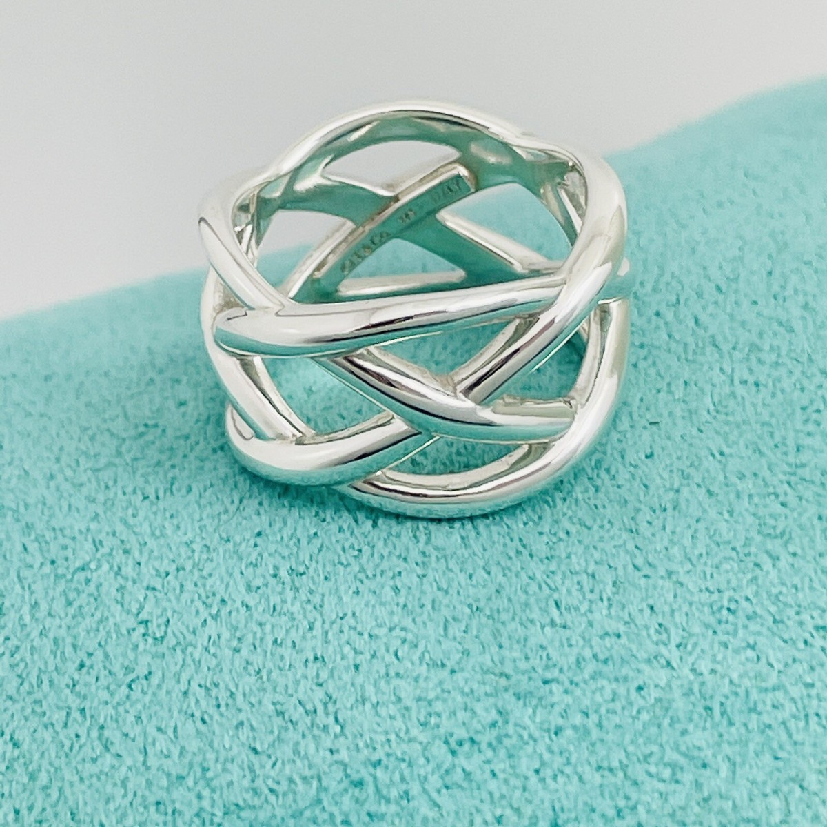 Size 6 Tiffany & Co Sterling Silver Braided Celtic Knot Weave Ring