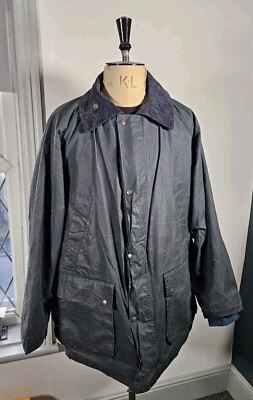 Vintage AQUASCUTUM Wax Jacket Men's XL/2XL Blue Wool Lined Club