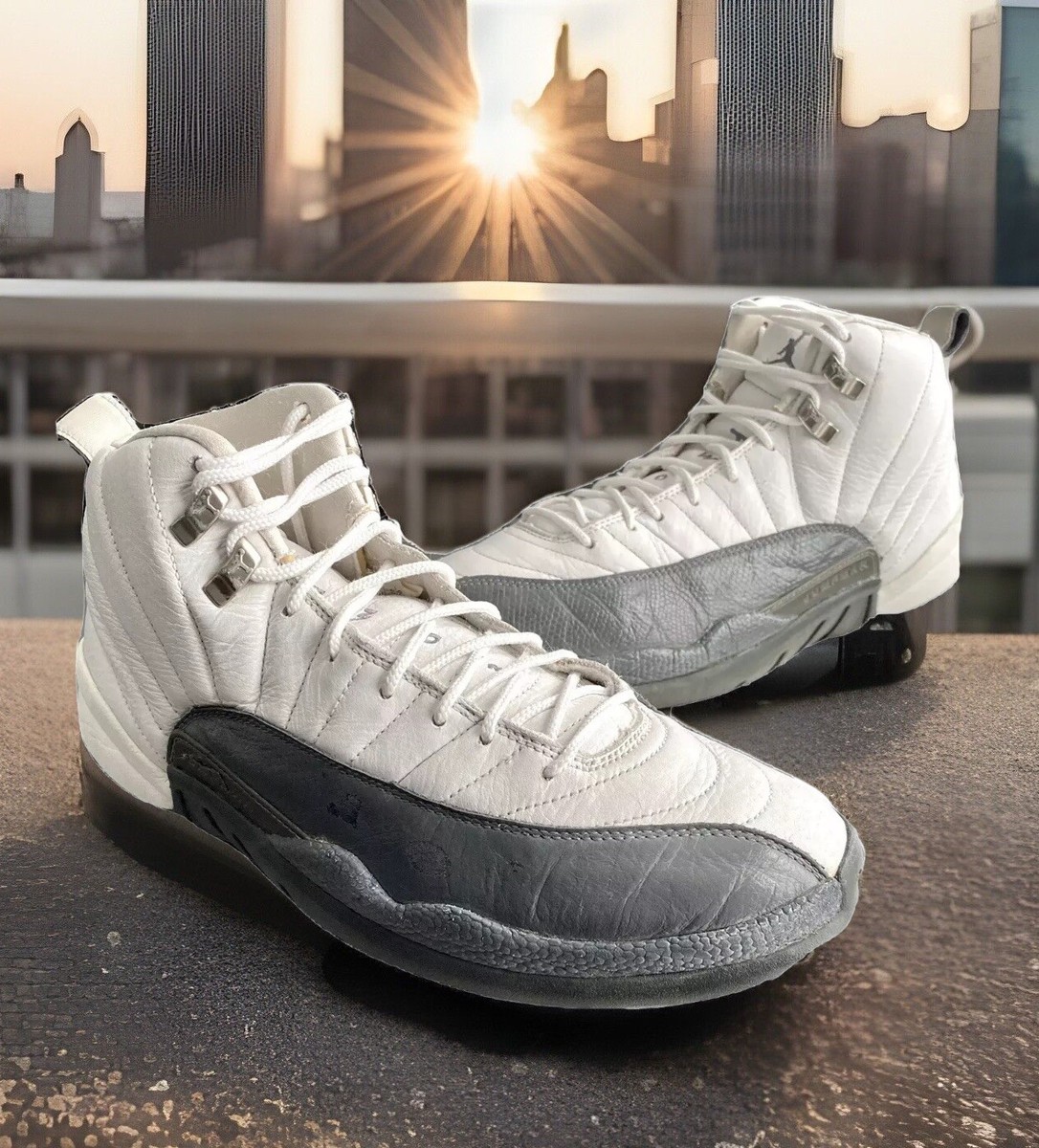 VTG) AIR JORDAN 12 XII RETRO 2003' WHITE/FLINT-GREY/SILVER MENS
