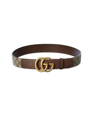 Gucci Double G Buckle Gg Supreme Canvas & Leather Belt Women's | eBay