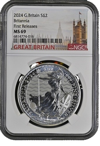 2020 Great Britain S2 1oz 999 Silver Britannia Radial Sunburst NGC