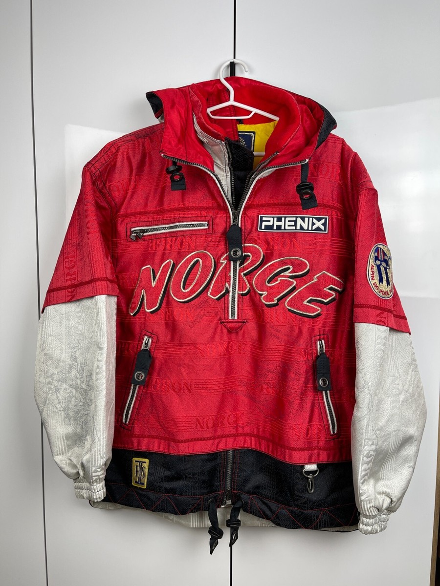 Vintage 90's Norway Alpine Ski Team Mens Red Jacket Phenix Snow