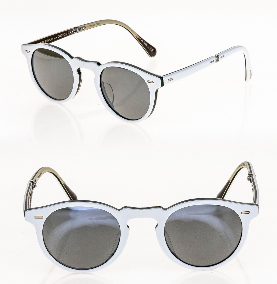 OLIVER PEOPLES GREGORY PECK 1962 White Green BLK Folding Sunglass